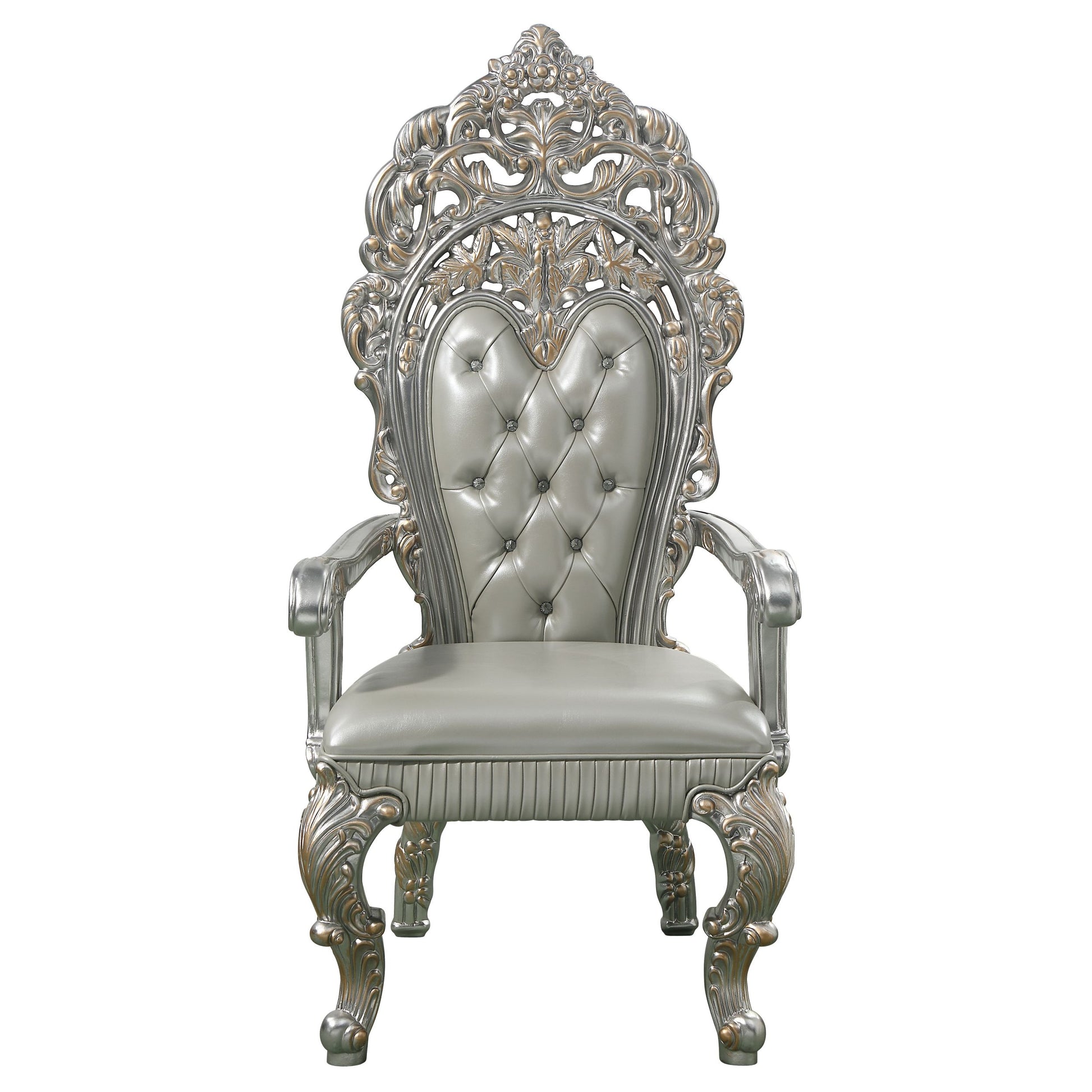 Sandoval Arm Chair Set 2 Beige Pu & Champagne Finish Dn01496 Champagne Pu