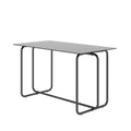 1 Piece Rectangle Dining Table With Metal Frame, Tempered Glass Dining Table For Kitchen Room, Black Black Glass