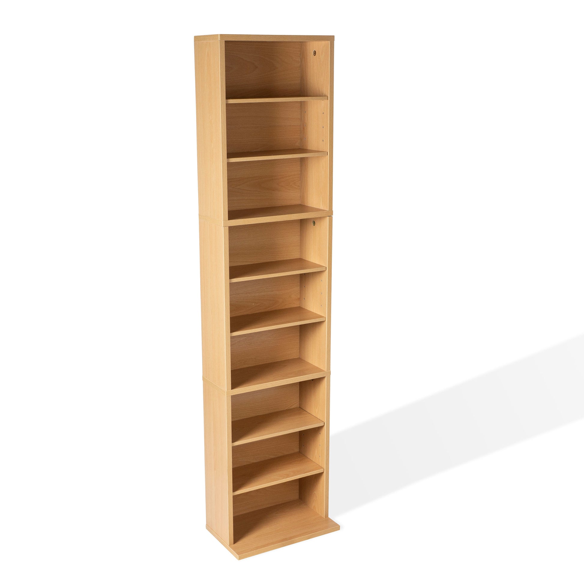 Media Storage, 6 Adjustable Shelves In Maple Tan Particle Board