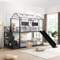Metal Bunk Bed With Slide And Steps Black Metal