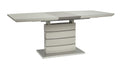 Contemporary Style Dining Table 1Pc With Self Storing Extension Leaf Bright High Gloss White And Gray Taupe Finish Off White Seats 6 Dining Room Contemporary Metal & Wood