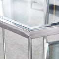 Modern Glass End Table With Silver Finish Stainless Steel Frame Silver Glass