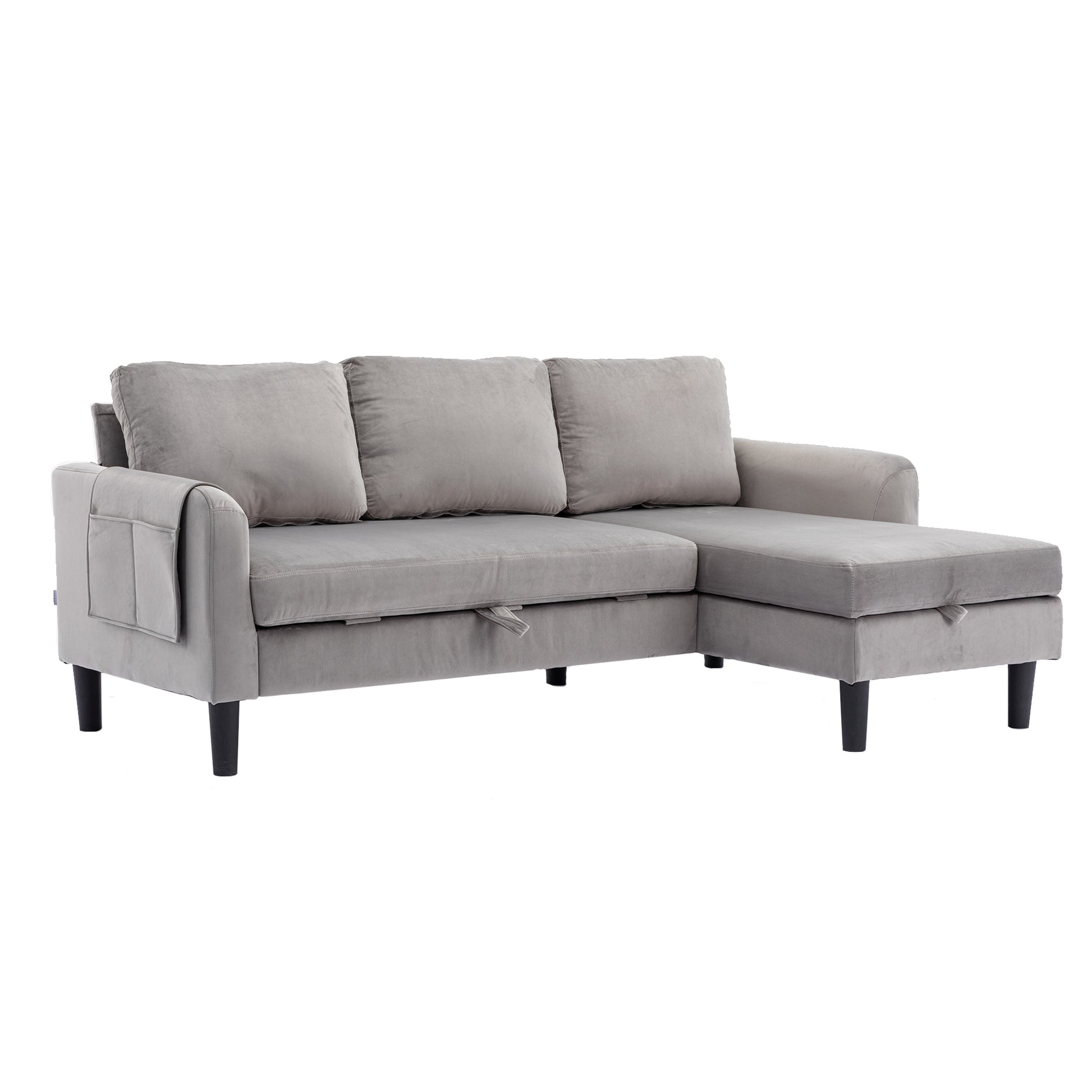 United We Win Sectional Sofa Reversible Sectional Sleeper Sectional Sofa With Storage Chaise Gray Polyester