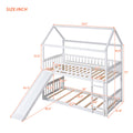 Twin Over Twin Bunk Bed With Slide, House Bed With Slide, White Old Sku: Lt000213Aak White Solid Wood