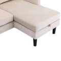 United We Win Sectional Sofa Reversible Sectional Sleeper Sectional Sofa With Storage Chaise Beige Polyester