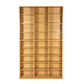 Media Shelving Unit, 6 Fixed Shelves, 18 Adjustable Shelves, Wide Base For Stability In Maple Tan Particle Board