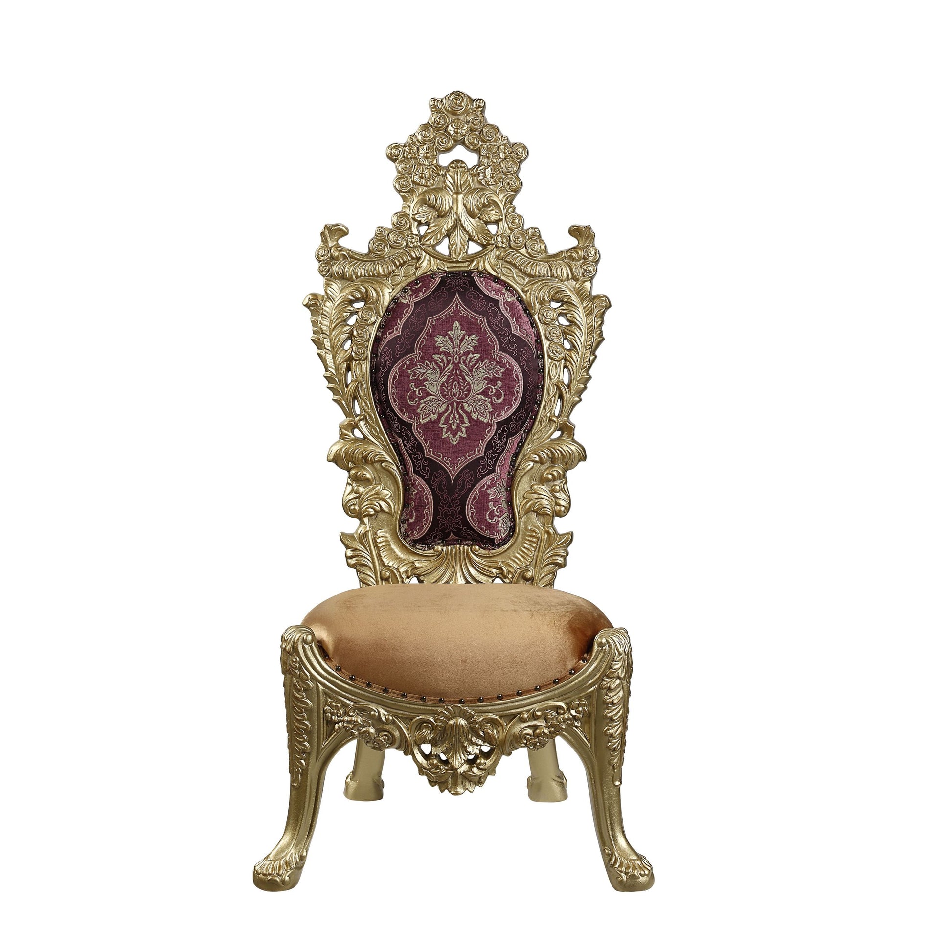 Bernadette Side Chair Set 2 Pattern Fabric & Gold Finish Dn01471 Gold Mdf