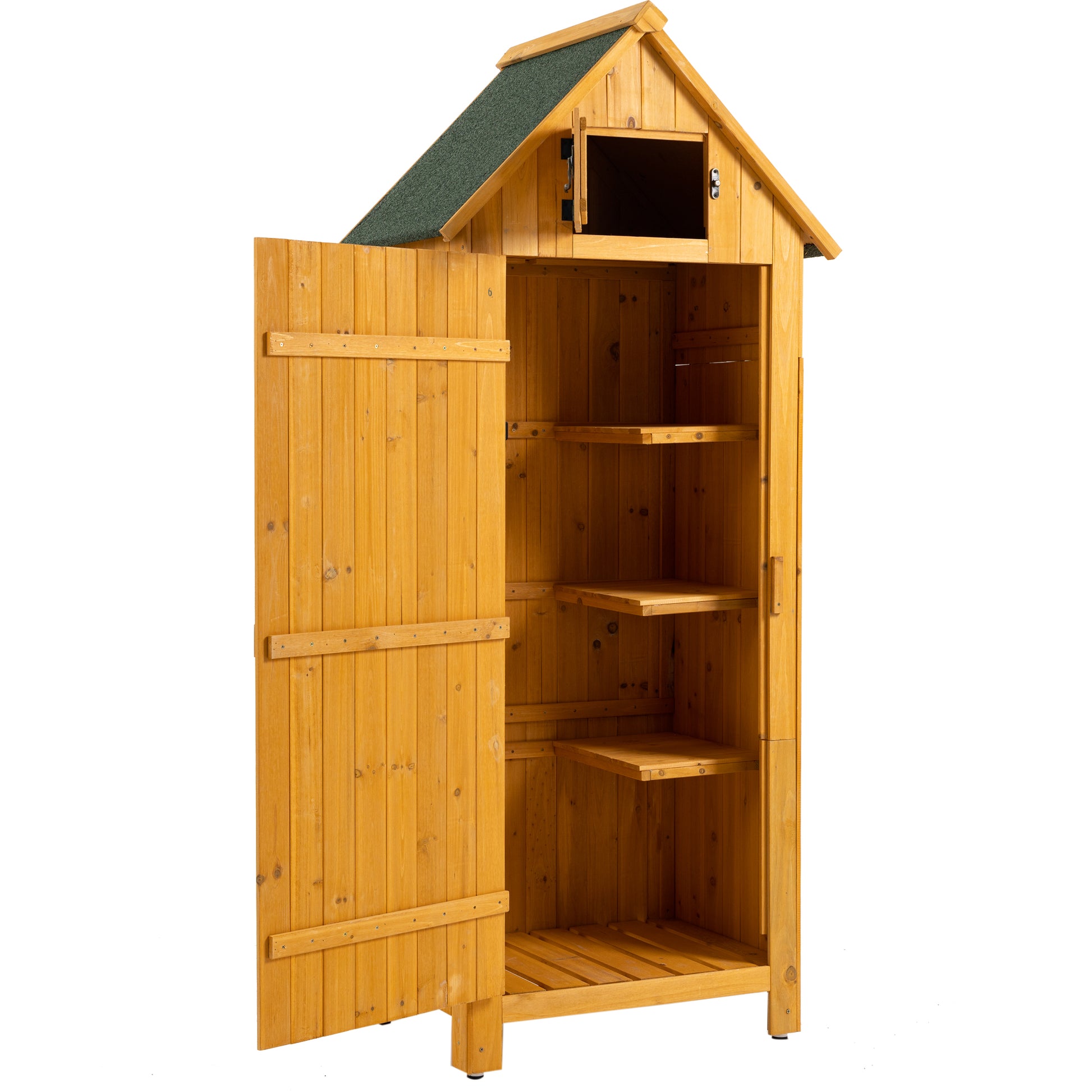 30.3"L X 21.3"W X 70.5"H Outdoor Storage Cabinet Tool Shed Wooden Garden Shed Natural Natural Solid Wood