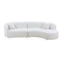 Luxury Modern Style Living Room Upholstery Curved Sofa With Chaise 2 Piece Set, Right Hand Facing Sectional, Boucle Couch, White White Boucle 4 Seat