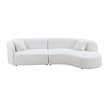 Luxury Modern Style Living Room Upholstery Curved Sofa With Chaise 2 Piece Set, Right Hand Facing Sectional, Boucle Couch, White White Boucle 4 Seat