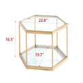Modern Glass Coffee Table With Gold Finish Stainless Steel Frame Gold Glass