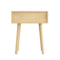 Bohemian End Table, Natural Rattan Drawer In Natural Color Beige Particle Board