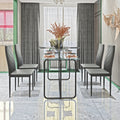 5 Piece Rectangle Dining Table Set, Tempered Glass Dining Table For Kitchen Room, Transparent Black Transparent Glass