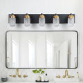 Vanity Lights With 5 Led Bulbs For Bathroom Lighting Black Glass