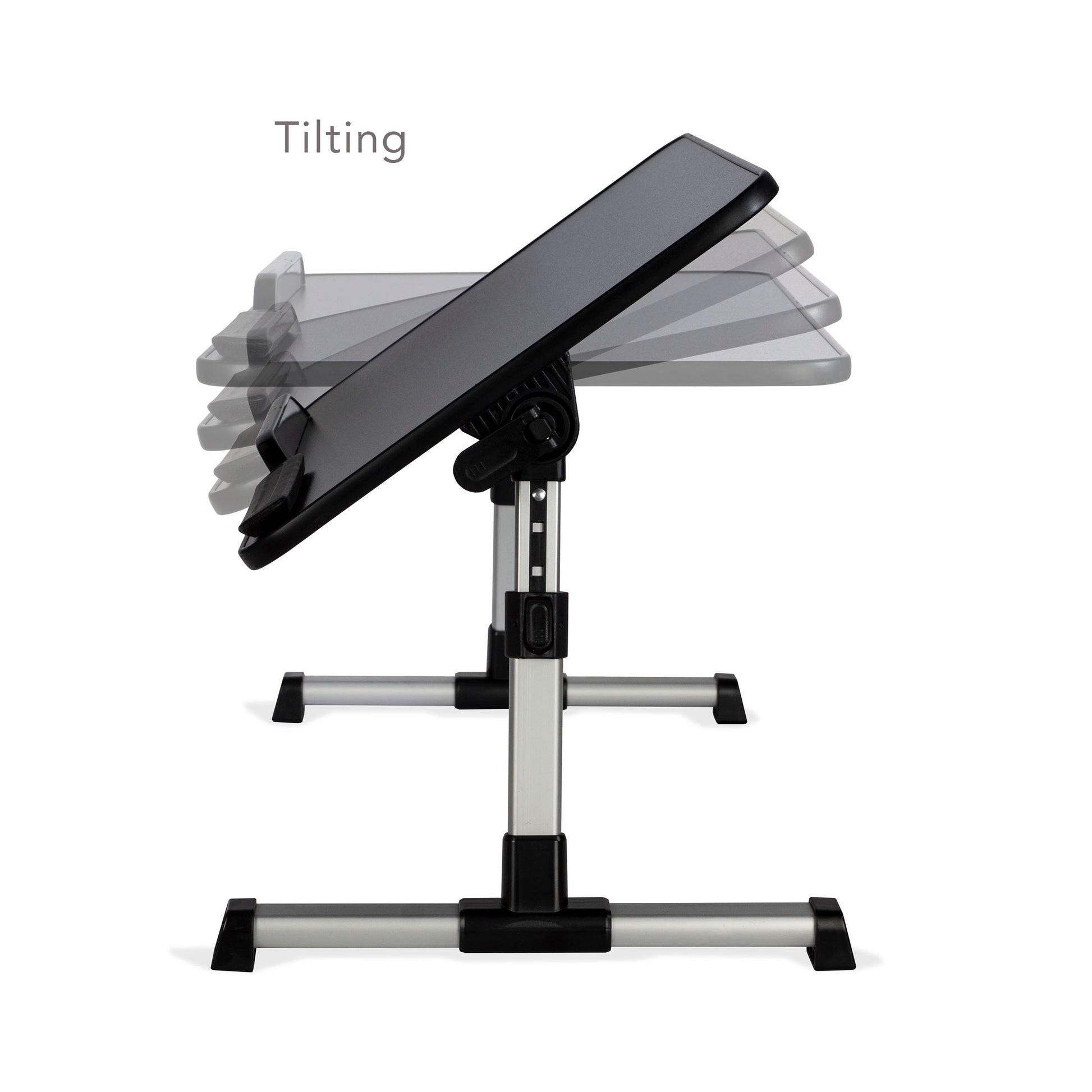 Portable Laptop Tray, Tilting, Lightweight And Height Adjustable Black Metal