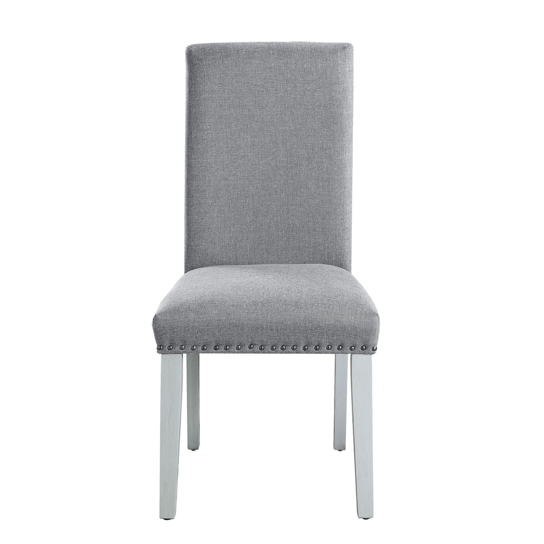 Lanton Side Chair Set 2 Gray Linen & Antique White Finish Dn01452 Antique White Linen