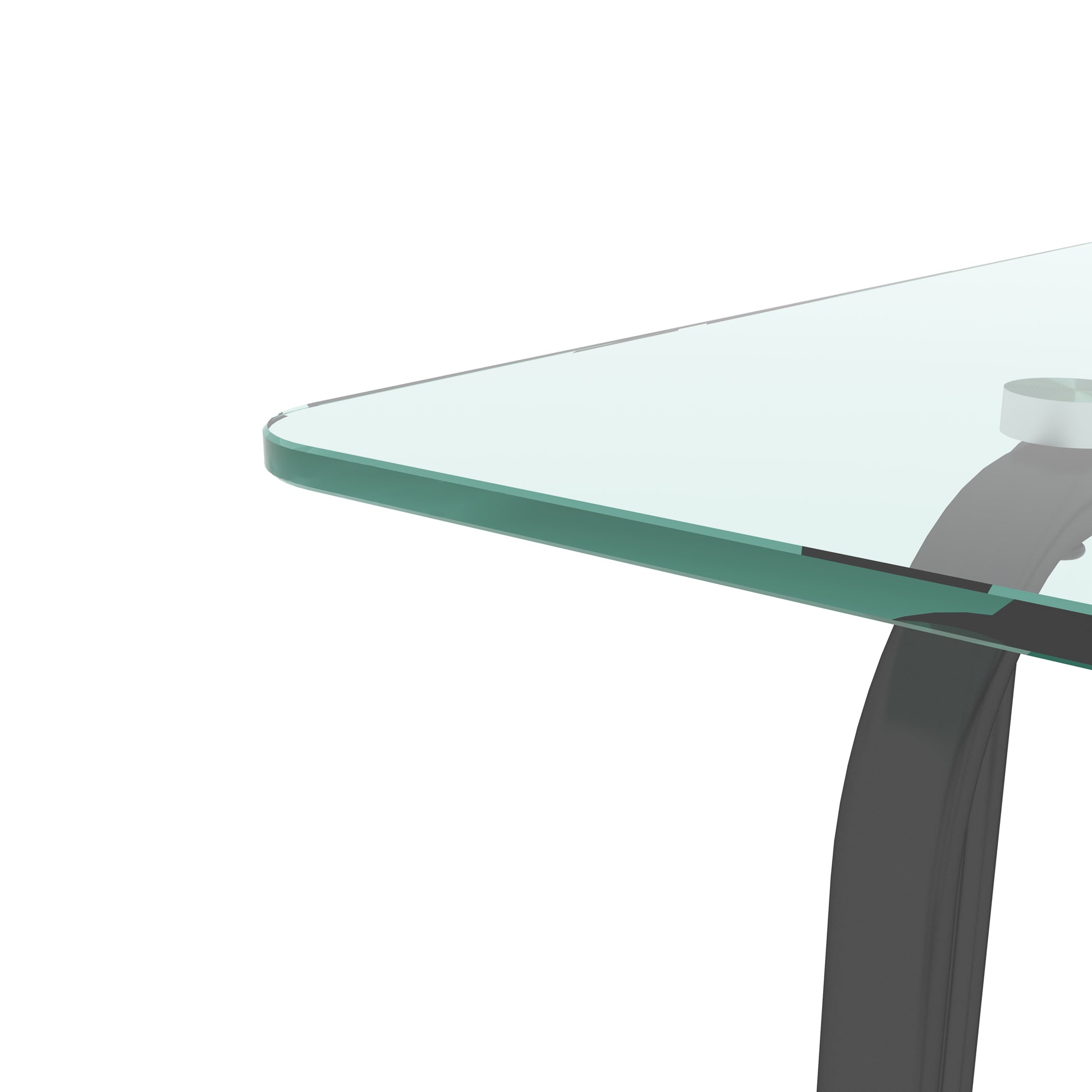 1 Piece Rectangle Dining Table With Black Metal Frame, Tempered Glass Dining Table For Kitchen Room, Transparent Black Transparent Glass