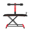 Gaming Riser, Height Adjustable, Squeeze Handle, Headset Hook, Dual Usb Ports. Red Metal