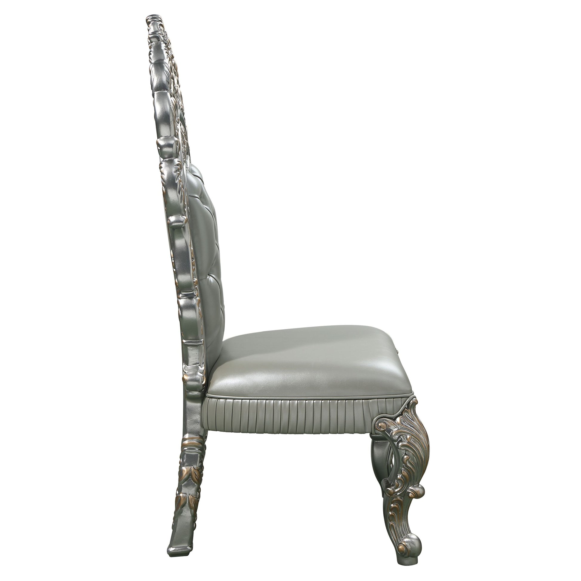 Sandoval Side Chair Set 2 Beige Pu & Champagne Finish Dn01495 Champagne Pu