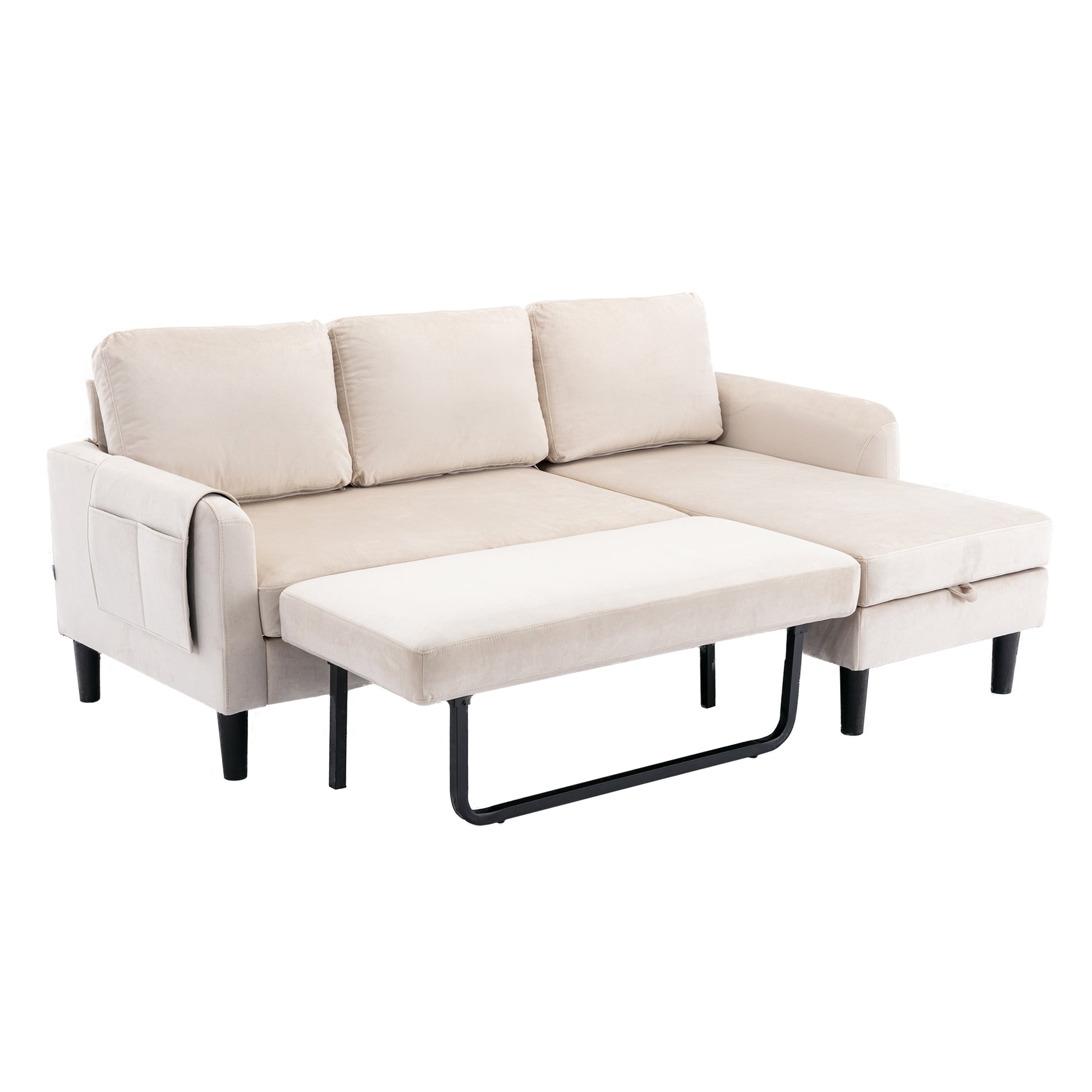 United We Win Sectional Sofa Reversible Sectional Sleeper Sectional Sofa With Storage Chaise Beige Polyester