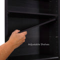 Wall Mounted Media Storage Unit, 15 Adjustable Shelves, Flushed Mounted In Espresso Brown Black Brown Particle Board