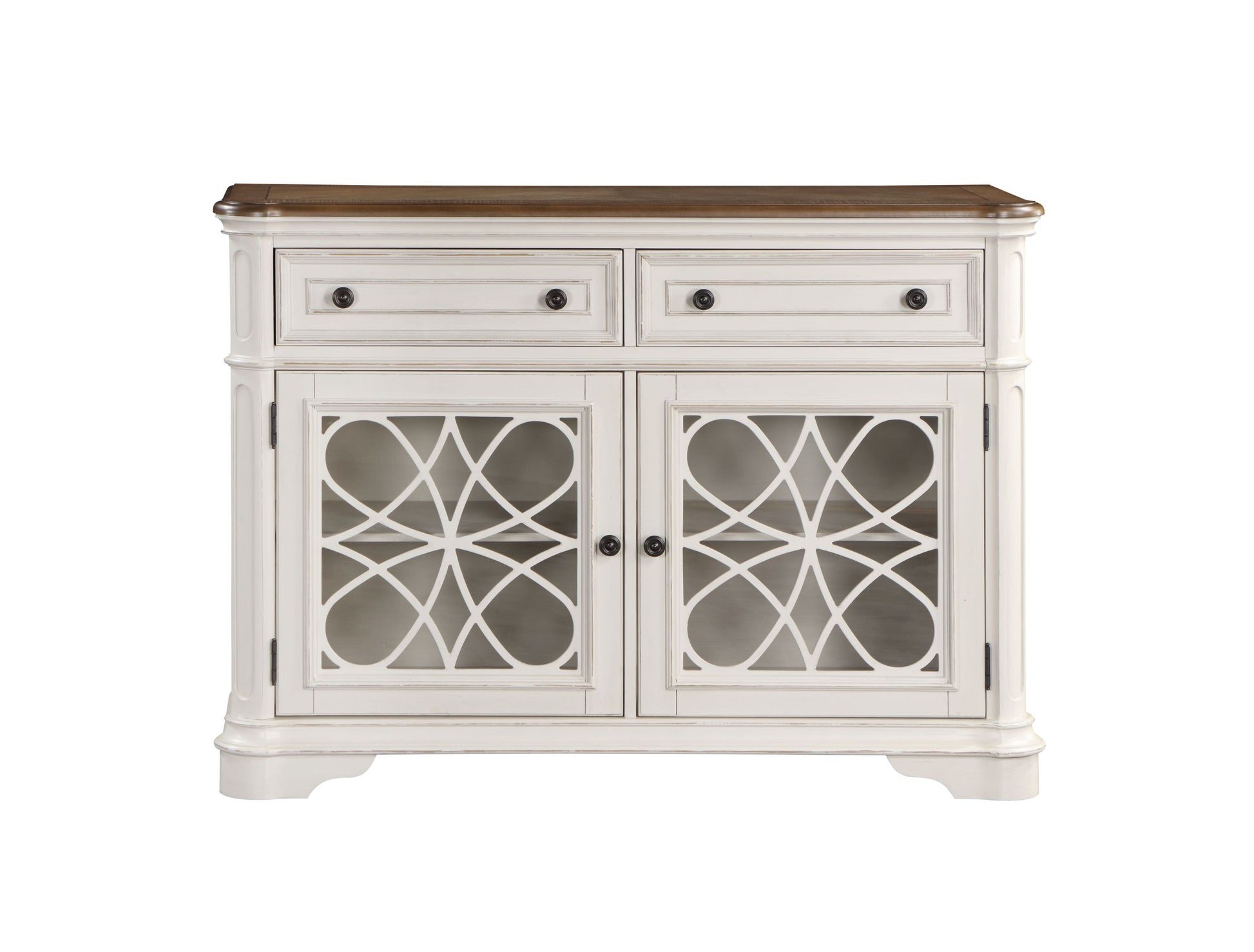 Florian Server, Oak & Antique White Finish Dn01656 Oak Wood