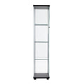 One Door Glass Cabinet Glass Display Cabinet With 4 Shelves, Black Black Glass