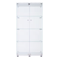 Two Door Glass Cabinet Glass Display Cabinet With 4 Shelves, White White Glass