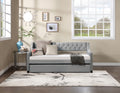 Twin Size Upholstered Daybed With Trundle,Sturdy Wood Bedframe W Bedframe Tufted Button & Copper Nail On Arms Design,Perfect For Bedroom,Guest Room Furniture,No Box Spring Needed Twin Light Gray Foam Solid Wood