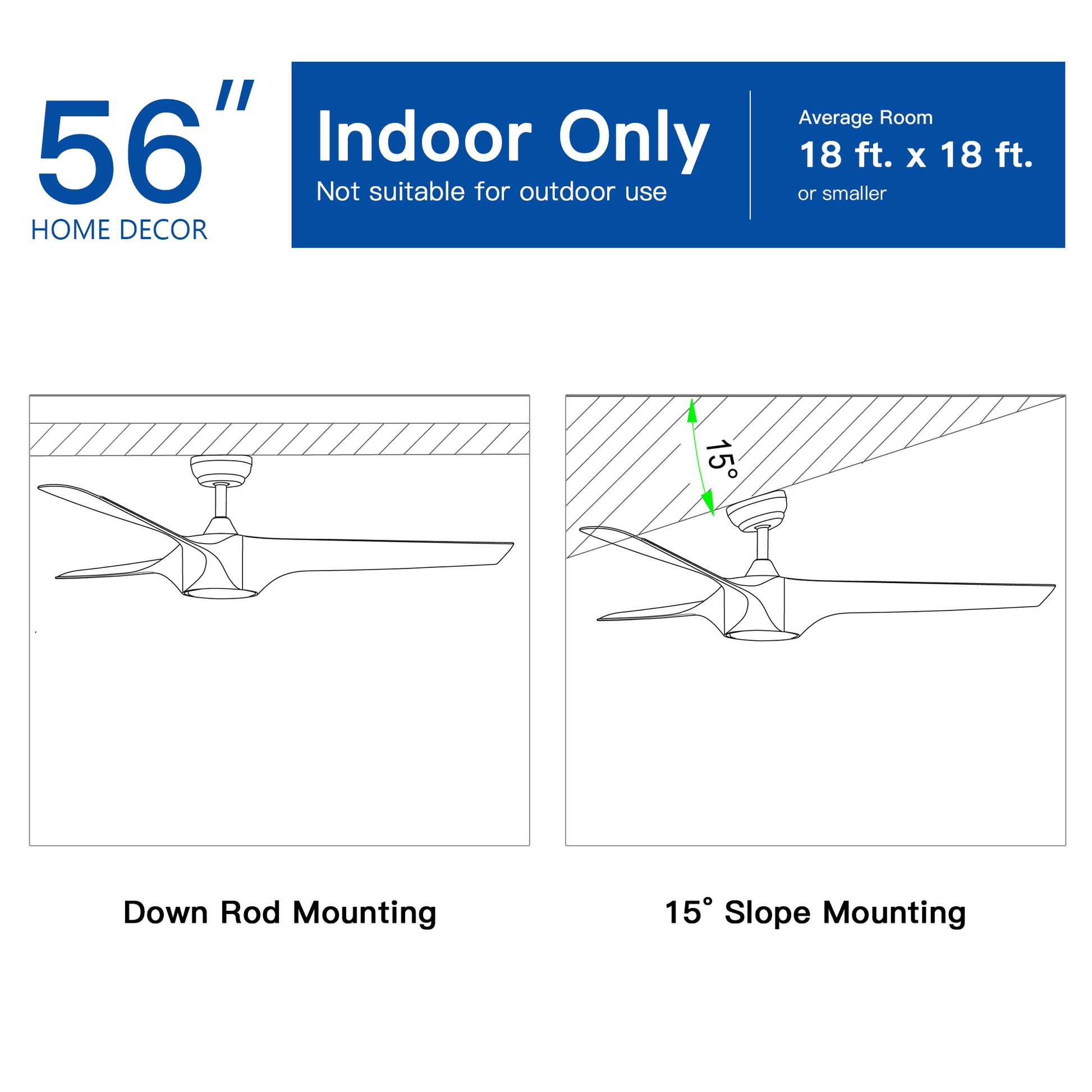 56 In.Intergrated Led Ceiling Fan With White Abs Blade White Abs