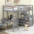 Twin Size Loft Bed With Built In Desk With Two Drawers, And Storage Shelves And Drawers,Gray Gray Pine