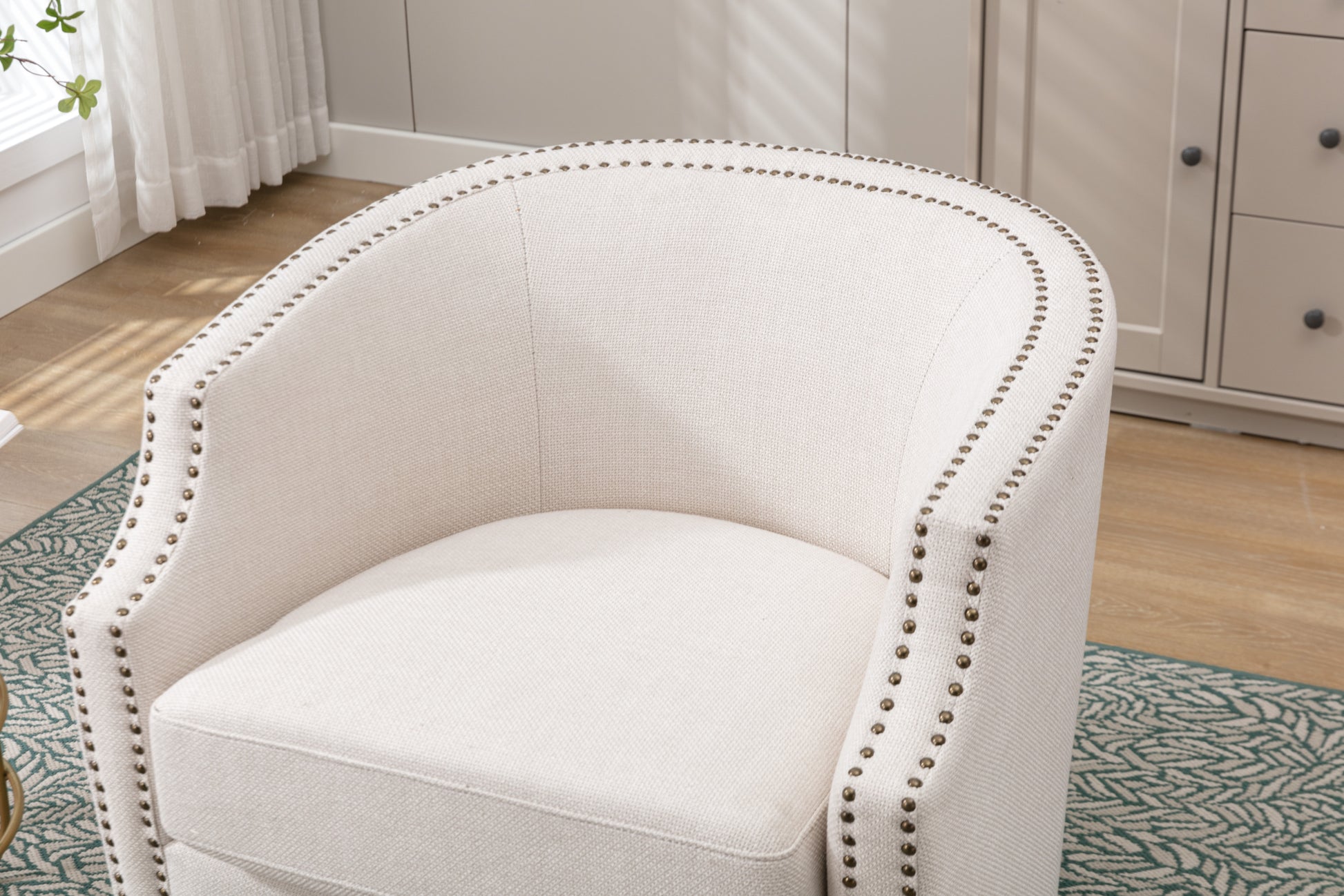 Coolmore Swivel Chair Living Room Chair Beige Metal