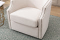 Coolmore Swivel Chair Living Room Chair Beige Metal
