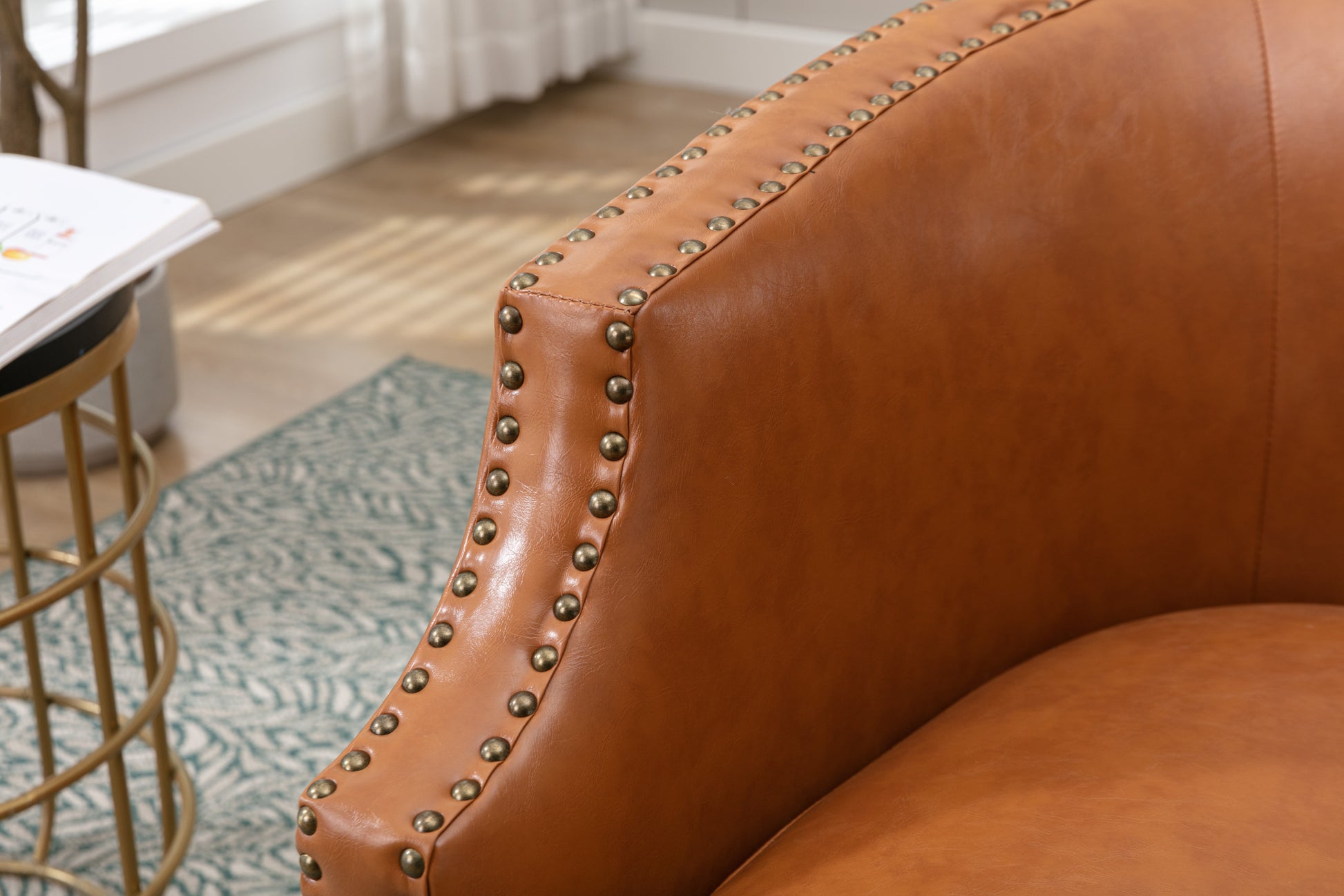 Coolmore Swivel Chair Living Room Chair Light Brown Metal