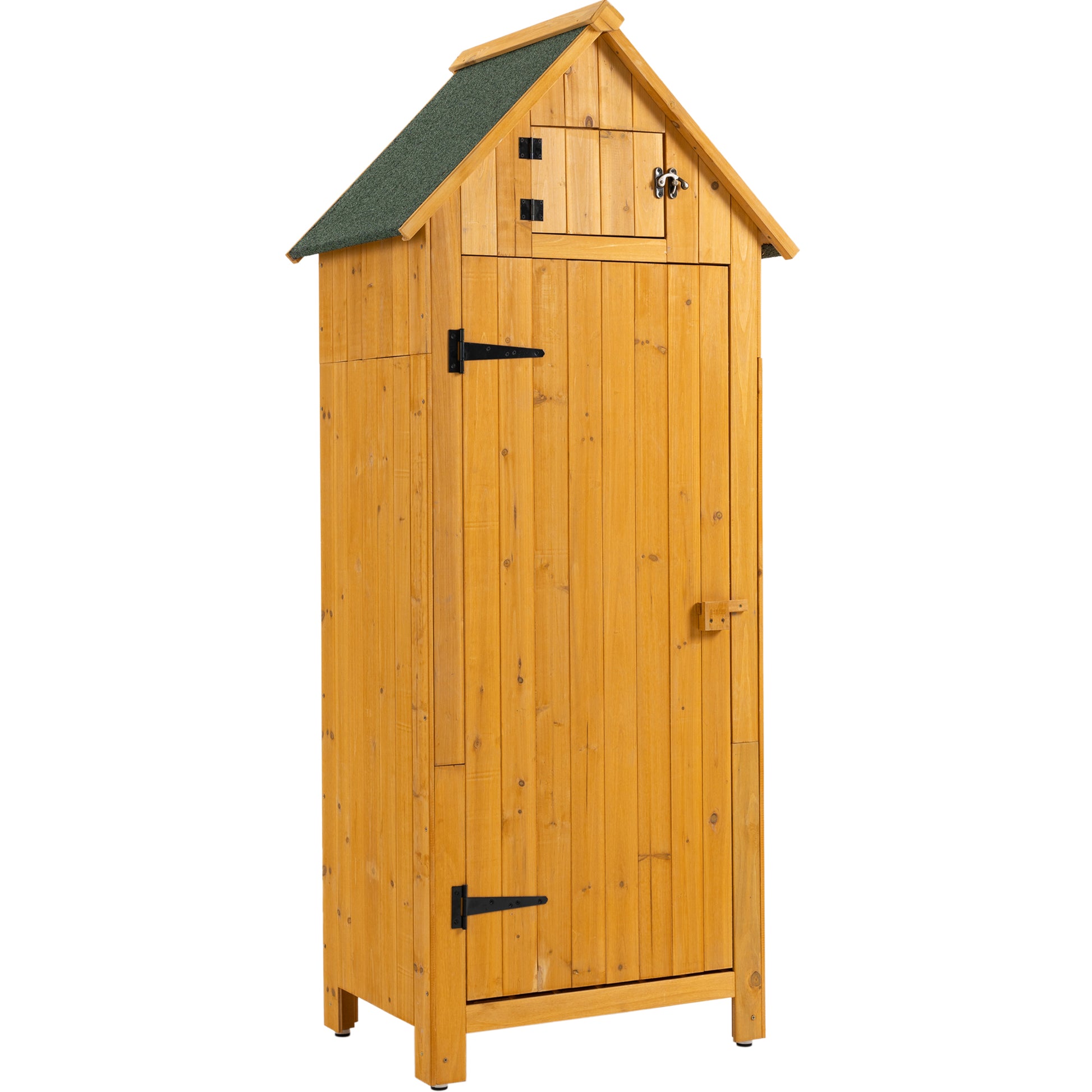 30.3"L X 21.3"W X 70.5"H Outdoor Storage Cabinet Tool Shed Wooden Garden Shed Natural Natural Solid Wood