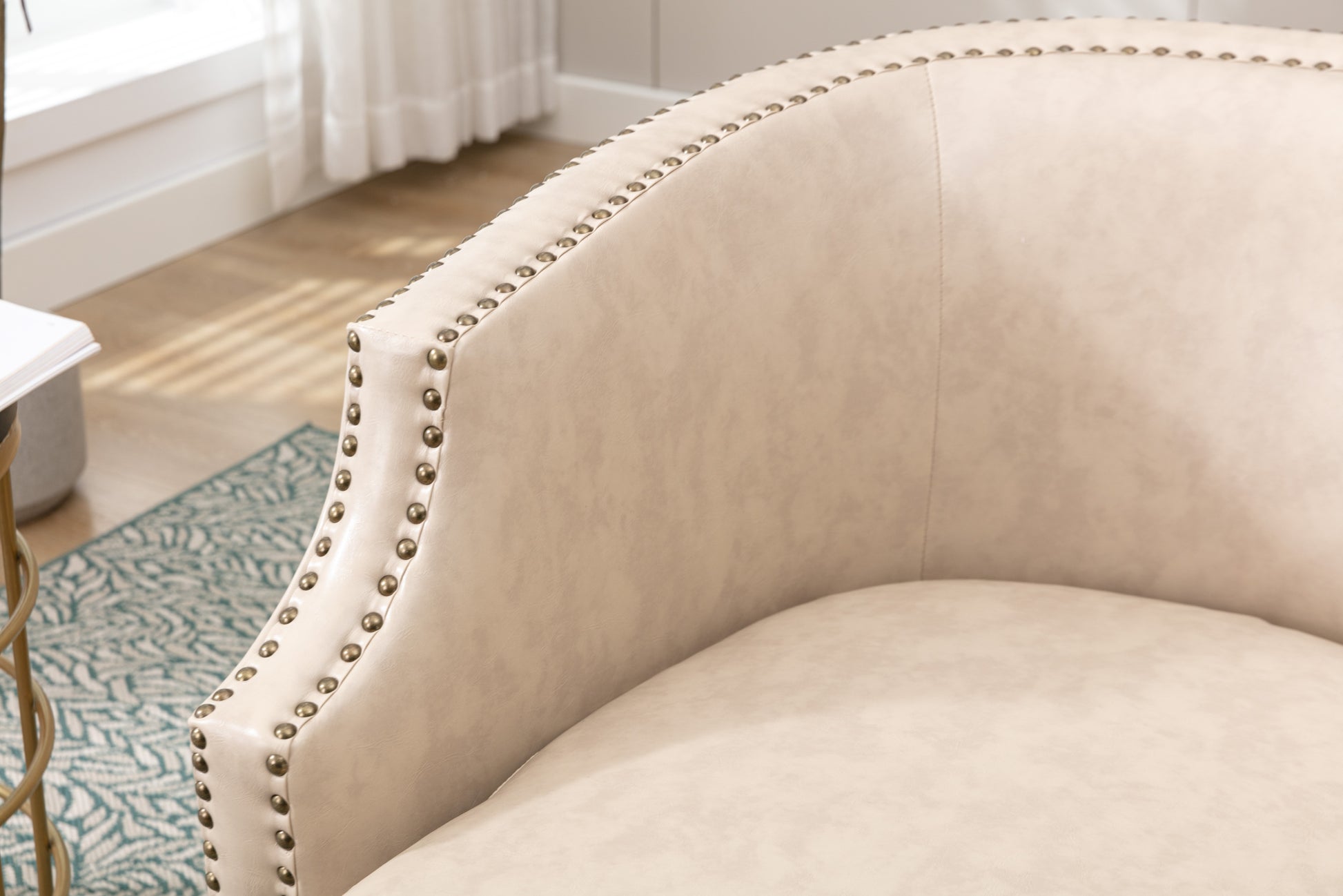 Coolmore Swivel Chair Living Room Chair Beige Metal