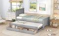 Twin Size Platform Bed With Trundle And Drawers, Gray Gray Pine