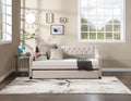 Daybed With Trundle Upholstered Tufted Sofa Bed, With Button And Copper Nail On Arms Full Size Beige Full Beige Solid Wood