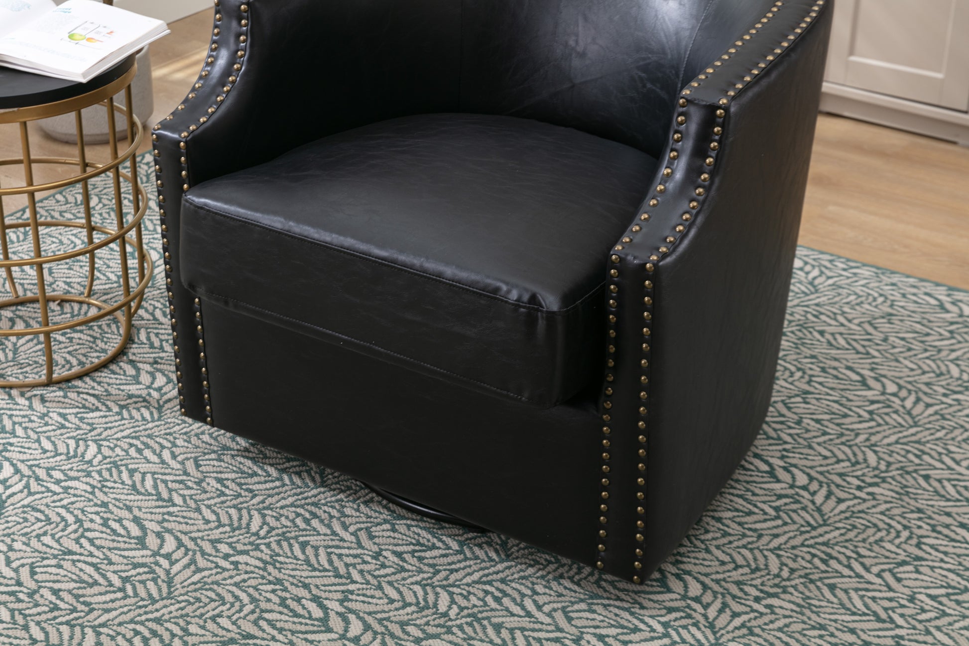 Coolmore Swivel Chair Living Room Chair Black Metal