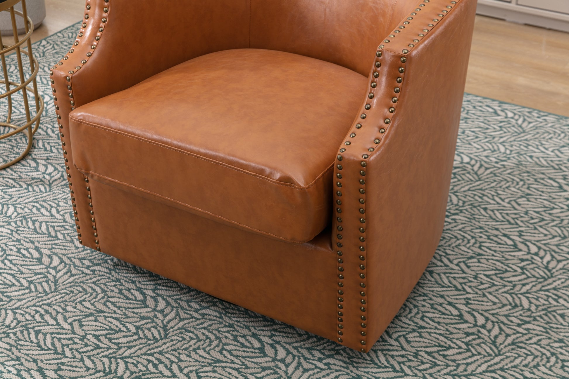 Coolmore Swivel Chair Living Room Chair Light Brown Metal