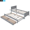 Twin Size Platform Bed With Trundle And Drawers, Gray Gray Pine