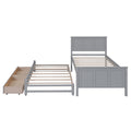 Twin Size Platform Bed With Trundle And Drawers, Gray Gray Pine