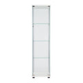 One Door Glass Cabinet Glass Display Cabinet With 4 Shelves, White White Glass