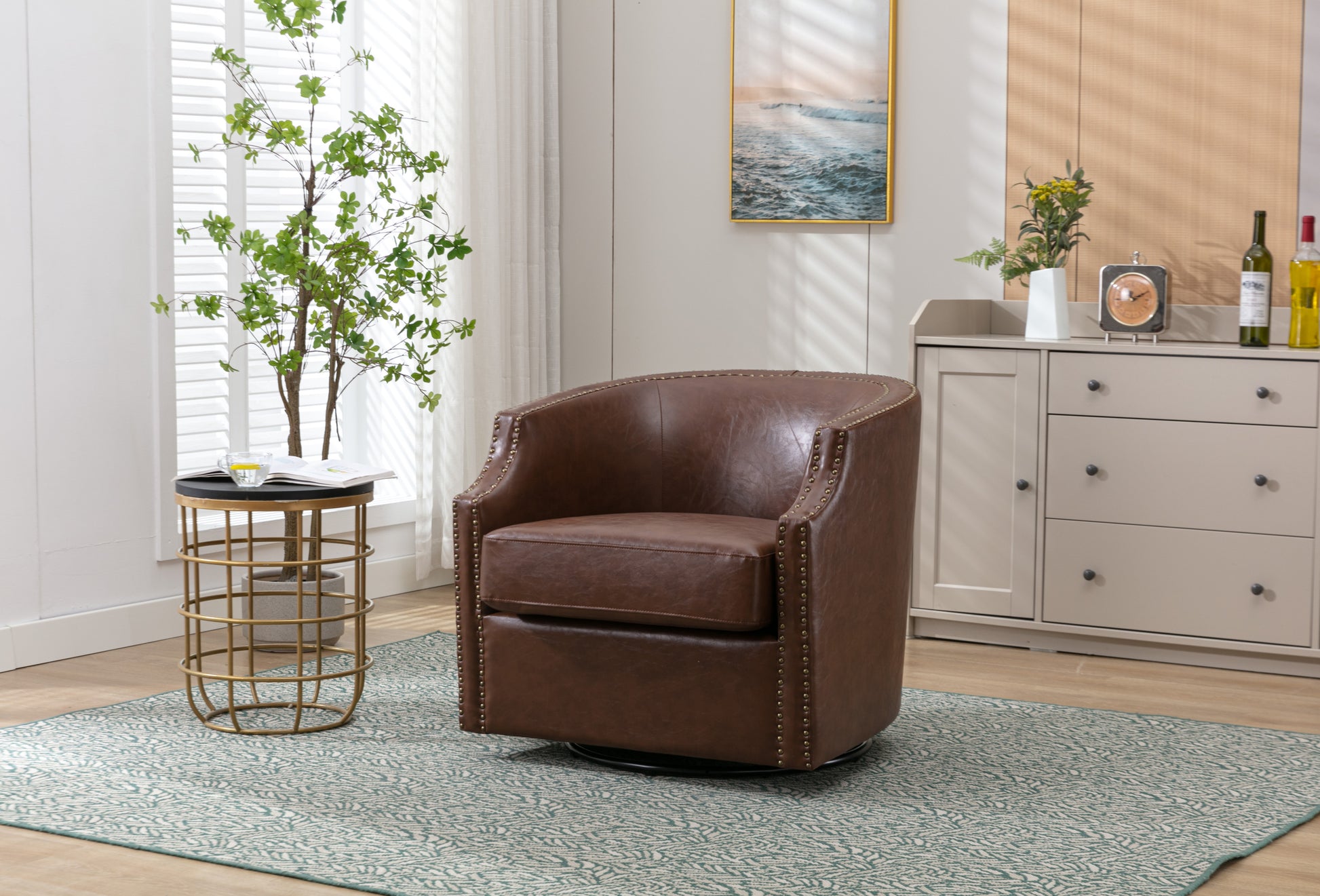 Coolmore Swivel Chair Living Room Chair Coffee Metal