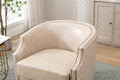 Coolmore Swivel Chair Living Room Chair Beige Metal
