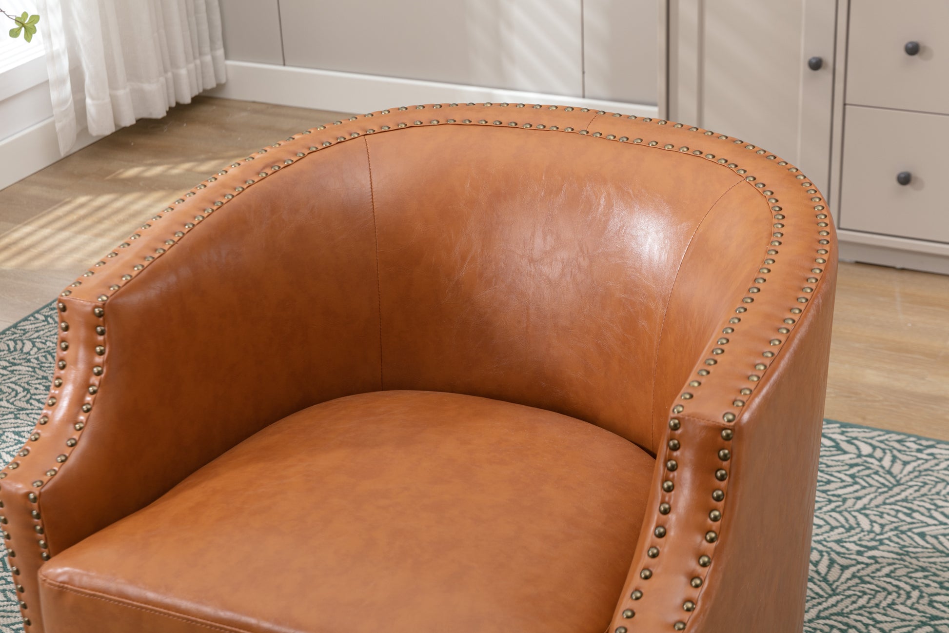 Coolmore Swivel Chair Living Room Chair Light Brown Metal