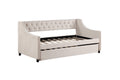 Daybed With Trundle Upholstered Tufted Sofa Bed, With Button And Copper Nail On Arms Full Size Beige Full Beige Solid Wood