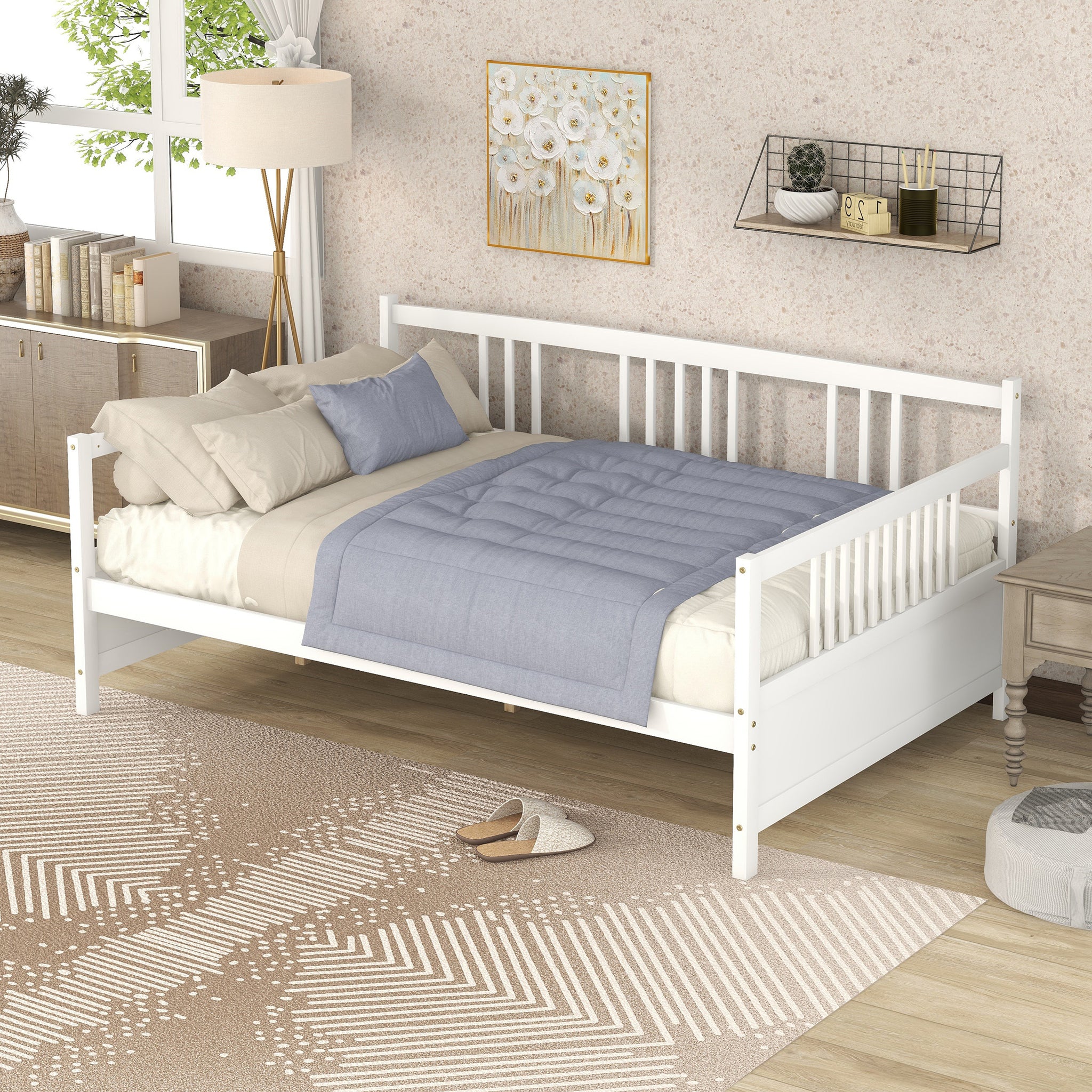 Full Size Daybed With Support Legs, White Old Sku: Wf191900Aak White Solid Wood