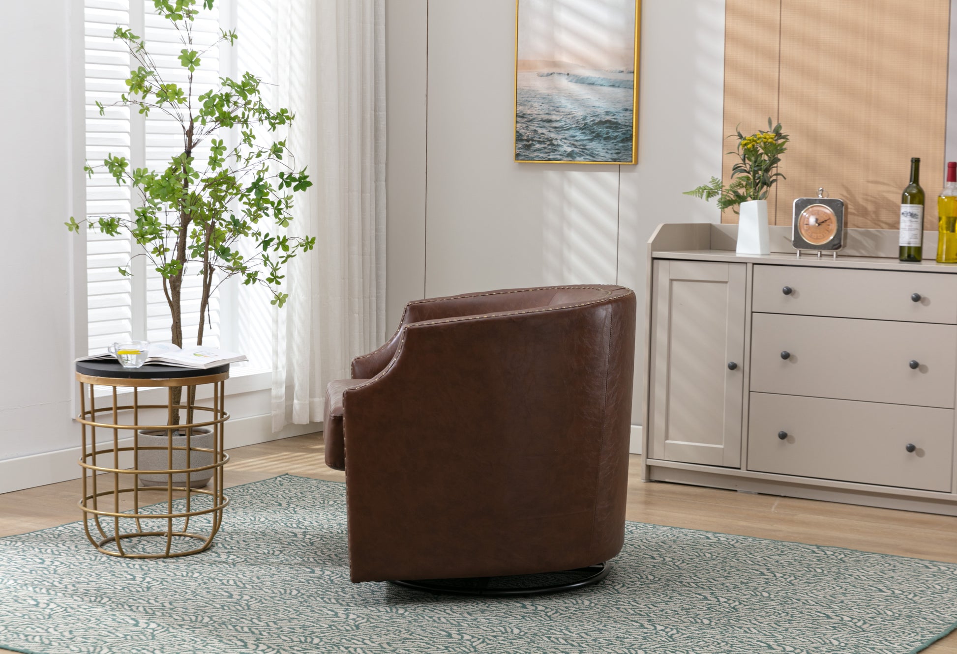 Coolmore Swivel Chair Living Room Chair Coffee Metal