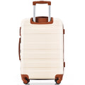 Luggage Sets Model Expandable Abs Hardshell 3Pcs Clearance Luggage Hardside Lightweight Durable Suitcase Sets Spinner Wheels Suitcase With Tsa Lock 20''24''28'' Ivory And Brown Ivory Abs